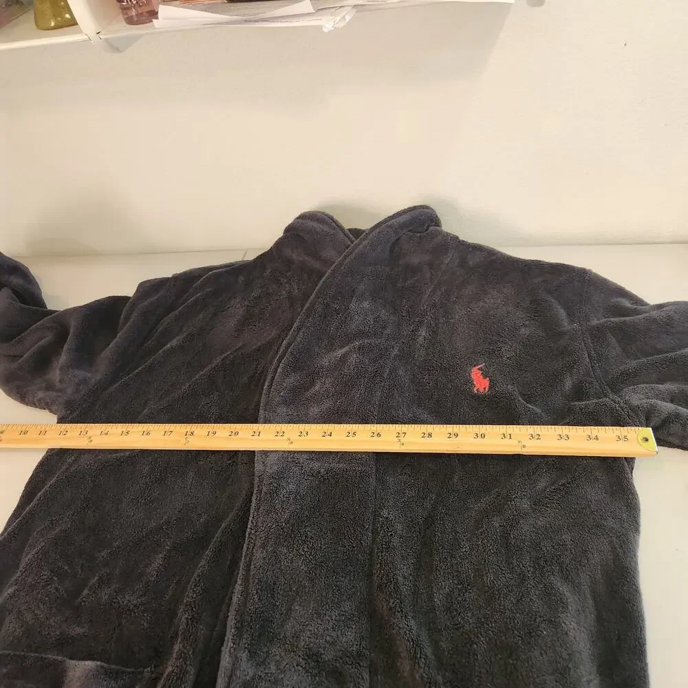 POLO Ralph Lauren Blace Plush Fleece Pony Logo Shawl Collar Robe Size Small
